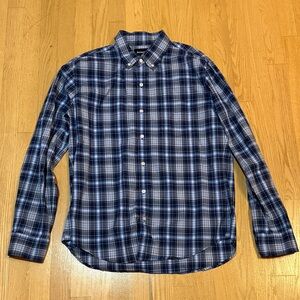 Bonobos Slim Fit Navy and White Checkered Shirt size Large